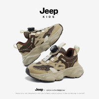 Jeep 吉普 儿童软底跑鞋防滑运动鞋  卡其色