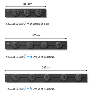 英特曼明装轨道插座 免打孔壁挂式可移动墙壁滑轨插座 0.4m+五孔*3黑色 明装-0.4米+3个五孔