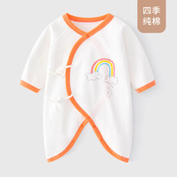 婧麒（JOYNCLEON）新生婴儿儿衣服春季初生宝宝0-3月纯棉连体衣和尚蝴蝶衣春装 红边彩虹 59cm