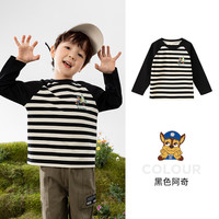 汪汪队立大功长袖t恤春秋2024儿童上衣春季宝宝T恤男孩打底衫 黑色 110CM