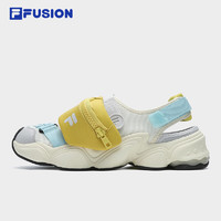 FILA 斐乐 FUSION斐乐潮牌女鞋运动凉鞋2024夏季休闲运动鞋怪兽鞋 雪白/雨雾灰-SN 36.5