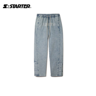 STARTER | 牛仔长裤男女同款宽松直筒型休闲裤子 靛蓝色 M