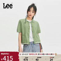 Lee24春季新品舒适版绿色女翻领短袖polo衫休闲LWT008245201-351 绿色 M