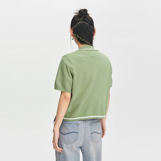 Lee24春季新品舒适版绿色女翻领短袖polo衫休闲LWT008245201-351 绿色 M