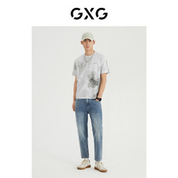 GXG 男装 商场同款光影遐想系列圆领短袖T恤 2022年夏季新品