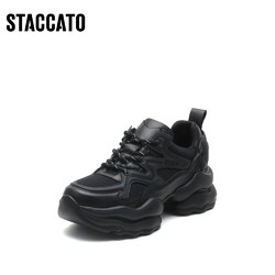 STACCATO 思加图 新款小白鞋黑色厚底老爹鞋休闲机甲鞋女鞋A9221AM3