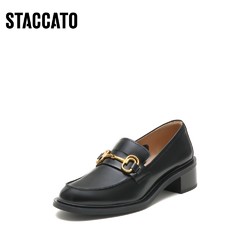 STACCATO 思加图 新款英伦风粗跟增高乐福鞋学院JK鞋女小皮鞋EC314CA2