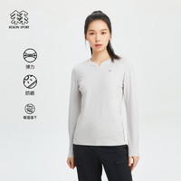 KOLON SPORT可隆户外休闲女V领长袖吸湿防晒弹力T恤 米白CR 175/XL