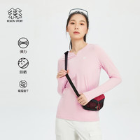 KOLON SPORT可隆户外休闲女V领长袖吸湿防晒弹力T恤 浅粉色LP 175/XL