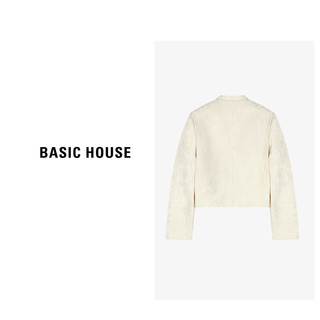 Basic House/百家好新中式刺绣亮片短外套上衣女春国潮风时尚小香风上衣 米白色 L95-105斤