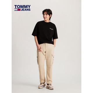 TOMMY JEANS【宽松街头】24春夏男美式纯棉签字体刺绣短袖T恤18575 黑色BDS XL（：170-190斤）