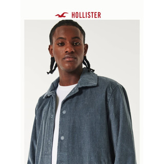 HOLLISTER24年春夏灯芯绒按扣式教练夹克外套 男 357368-1 深蓝灰色 XS (170/84A)