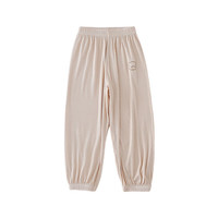 棉花堂童装2024夏季针织隐纹长裤宝宝凉感防蚊裤儿童休闲裤子Y 米色 110/53