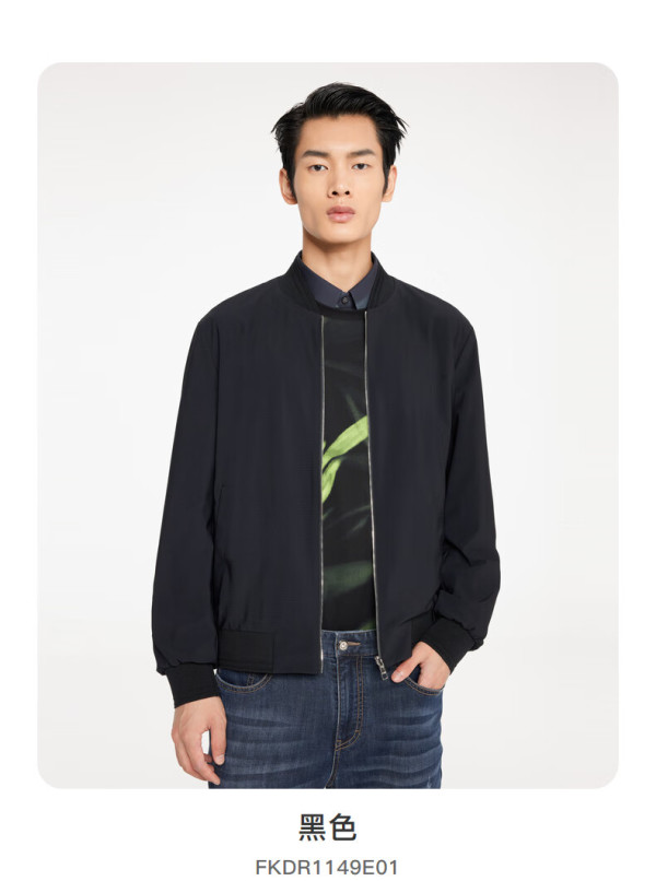 劲霸男装(k-boxing)商务休闲时尚印花短款春季夹克男fkdr1149 黑色