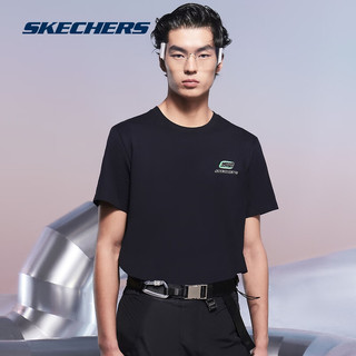 斯凯奇（Skechers）针织短袖T恤衫L223U046 碳黑/0018 L