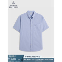 布克兄弟（BrooksBrothers）男士24早春扣结领棉质短袖休闲衬衫 4000-淡蓝色 M