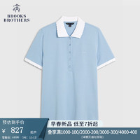 布克兄弟（BrooksBrothers）女士24早春花边简约短袖针织Polo衫 4000-蓝色 XS