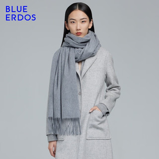 BLUE ERDOS披肩100%山羊绒流苏保暖大围巾空调披肩B226S1014 岩堡灰 180cmX60cm