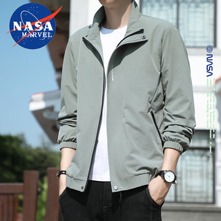 NASA MARVEL夹克男秋冬外套百搭防风春款冲锋上衣宽松大码户外 深灰 2XL 2XL（130斤-145斤）