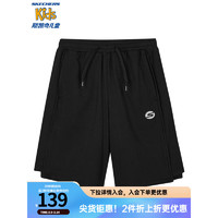 Skechers斯凯奇男女童针织短裤休闲舒适夏季儿童运动五分裤P224K043 碳黑/0018 160cm