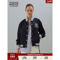 Teenie Weenie【缎纹仿记忆面料】小熊2024年薄款棒球服外套小个子 藏青色 155/XS