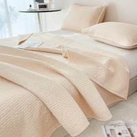 南极人（NanJiren）轻奢双面纯棉床盖单件夹棉绗缝全棉榻榻米床单三件套加厚防滑被单 棉棉米【双面纯棉 软糯亲肤】 床盖三件套-230x240床盖+枕套一对