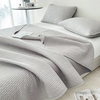 南极人（NanJiren）轻奢双面纯棉床盖单件夹棉绗缝全棉榻榻米床单三件套加厚防滑被单 棉棉灰【双面纯棉 软糯亲肤】 床盖三件套-180x200床盖+枕套一对