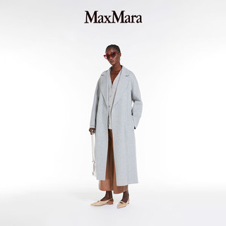 MaxMara 2024早春女装绵羊毛长袍式大衣9011034106 浅灰色 40