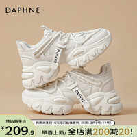 达芙妮（DAPHNE） 老爹鞋女2024春季ins潮厚底增高运动鞋女百搭小白鞋子女 月光白【跟高6CM】 40