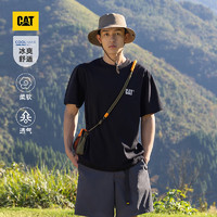 CAT卡特24春夏新品男户外舒适Coolmax科技logo印花短袖T恤 黑色 S