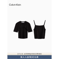 Calvin Klein Jeans24春夏女士刺绣纯棉针织罩衫背心吊带两J223332 BEH-太空黑 M