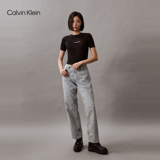 Calvin Klein Jeans24春夏女士刺绣纯棉针织罩衫背心吊带两J223332 BEH-太空黑 L