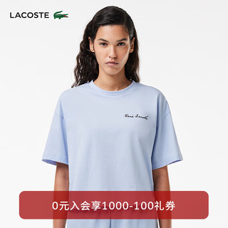 LACOSTE法国鳄鱼女装 24时尚简约潮流短款宽松休闲短袖T恤TF1605 J2G/婴儿蓝 34/155