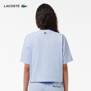LACOSTE法国鳄鱼女装 24时尚简约潮流短款宽松休闲短袖T恤TF1605 J2G/婴儿蓝 34/155