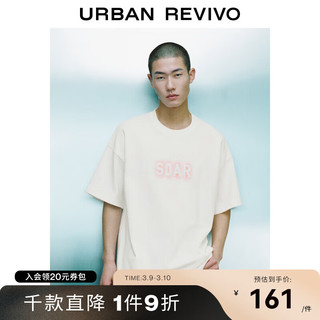 URBAN REVIVO 男士休闲刺绣字母棉质圆领短袖T恤 UMV440042 本白 L