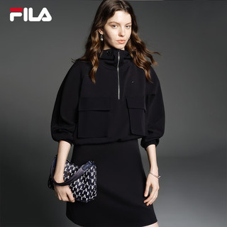 FILA Emerald斐乐女士连衣裙两件套2024春季新款时尚基础宽松裙子 正黑色-BK 155/76A/XS