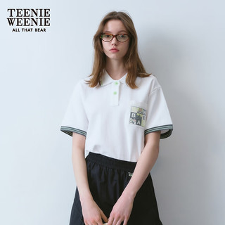 Teenie Weenie小熊女装2024年夏季短袖POLO衫T恤时尚白色上衣 白色 175/XL