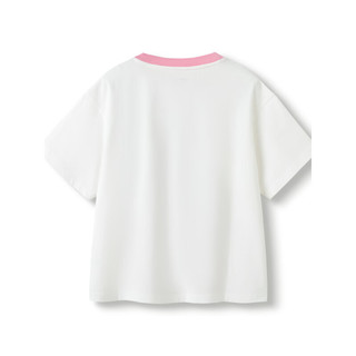 巴拉巴拉女童短袖儿童t恤打底衫2024夏装大童二次元印花上衣 白粉色10101 130cm