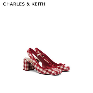 CHARLES&KEITH复古格纹方头粗跟低跟凉鞋女鞋子女士CK1-61720138 Multi综合色 37