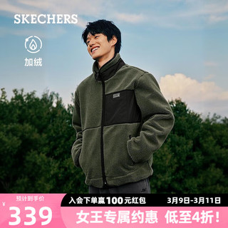 斯凯奇（Skechers）男款常规羊羔绒外套P423M081 雀仔石绿/01DN L