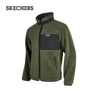 斯凯奇（Skechers）男款常规羊羔绒外套P423M081 雀仔石绿/01DN L
