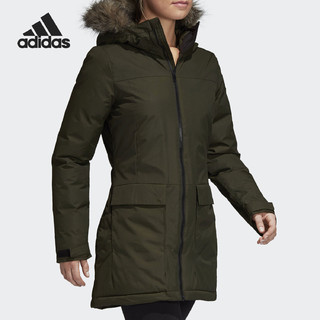 adidas 阿迪达斯 官方正品女子中长款户外运动连帽保暖棉服 CY8600