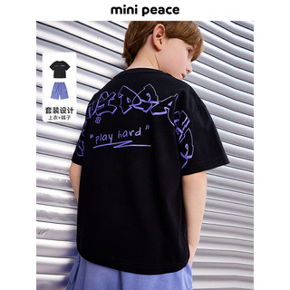 MiniPeace太平鸟童装夏新男童套装F1FCE2B20 黑色 150cm