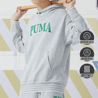 PUMA 彪马 卫衣男装女装 24春季装运动训练针织连帽套头衫 682921-04/拍小一码/灰色 L(180/100A)