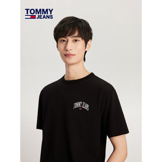 TOMMY JEANS【休闲百搭】24春夏男装纯棉字母刺绣合身短袖T恤18665 黑色BDS S（：120-135斤）