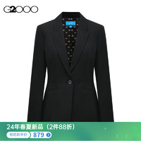 G2000【多面弹性】G2000女装SS24商场柔软舒适印花里布修身西服 轻薄多面弹力-黑色修身26寸 32