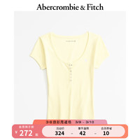 ABERCROMBIE & FITCH女装 24春夏圆领T恤上衣小麋鹿亨利式短袖 358101-1 黄色 M (165/96A)