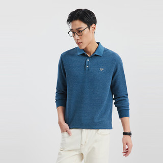 七匹狼花纱华夫格长袖POLO1D1E10605795 105(宝蓝) 180/96A/XXL 180/96A