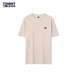 TOMMY JEANS【美式休闲】24春夏男纯棉刺绣净色合身短袖上衣17995 米白色ACG XS（：100-120斤）