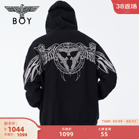 BOY LONDON【荷鲁斯之眼】潮牌龙年外套三鹰刺绣时尚开衫卫衣 N06006 黑色 S